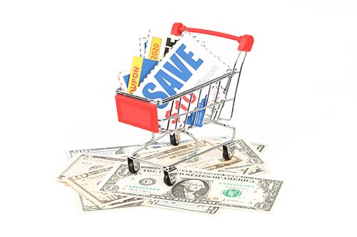 basket of coupons